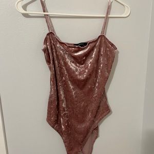 Forever 21 pink velvet bodysuit
